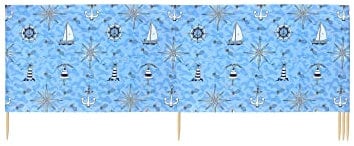 Ladeheid Windschutz Strand Sichtschutz mit Holzstab praktisches Strand Zubehör LAEX001 (Marine-64, 12 m)