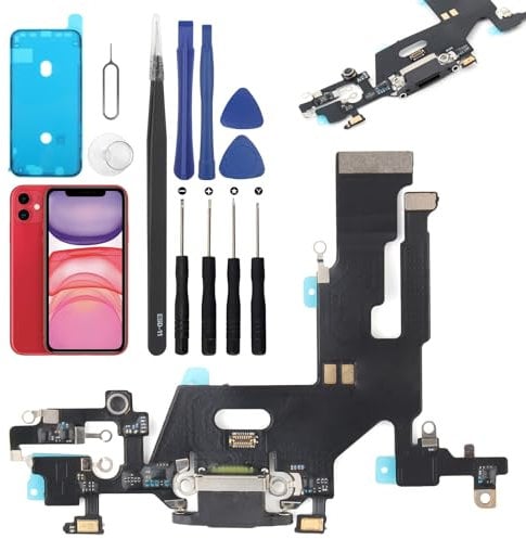 YHXMARSCAN Charging Port Flex Cable Replacement for iPhone 11 USB Dock Connector Flex Cable Microphone Replacement for iPhone 11 with Tools