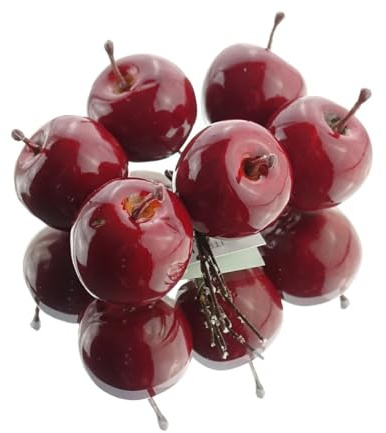 Gasper Weihnachtsdeko Apfel Rot glänzend mit Stecker Ø 3,5 cm aus Kunststoff- 6 er Set