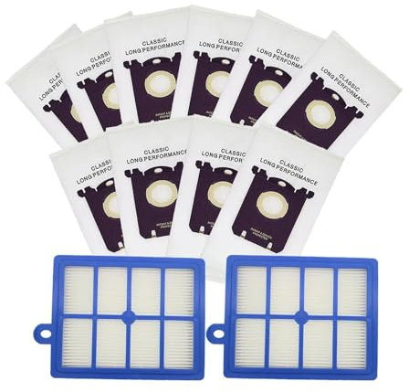 Sacs à poussière for aspirateur, 10 pièces, compatibles avec s-bag et 2 filtres Hepa H12 compatibles avec les pièces de nettoyage Philips Electrolux
