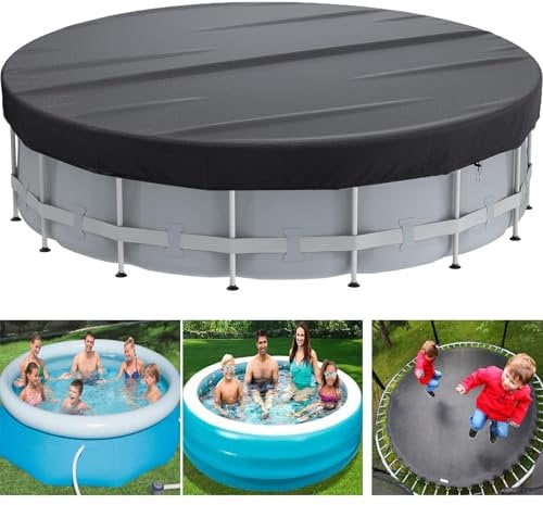 Cubre Piscinas Redondas 550, Cubierta De BañEra De Hidromasaje Y Cobertura Piscina, Lona Cubre Piscina Resistente Al Agua A Prueba De Polvo con CordóN Y Clavos De Tierra Cubiertas para Piscinas