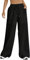 Nuofengkudu Sommer Weite Hose Damen Sommerhose Leichte Taschen Kordelzug Gummizug Lockere Elegant Lang Yogahose High Waist Freizeithose Bequeme Luftig Bootcut Schlupfhose Palazzo Relaxhose Schwarz XL