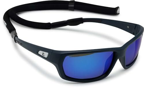 Cressi Bill Sunglasses W/Lace - Sonnenbrille Unisex mit schwimmendem Trageband, Blau/Verspiegelte Gläser Blau, Einheitsgröße