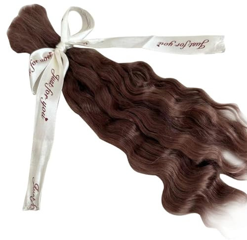 Generisch Puppenhaar,7,9-Zoll-Puppenhaar zum Basteln,lockiges Puppenhaar zum Umwurzeln,DIY-Puppenperücken,Ersatz-Mohair für wiedergeborene Puppe,Heller Kaffee