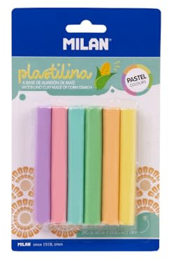 MILAN® Blíster 6 barritas plastilina de Colores Pastel (70g)