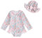 HodJIU - Traje de baño para bebé, niña, antiUV, manga larga, estampado para piscina, natación, playa y sombrero de sol, Rosa Floral, 2 años