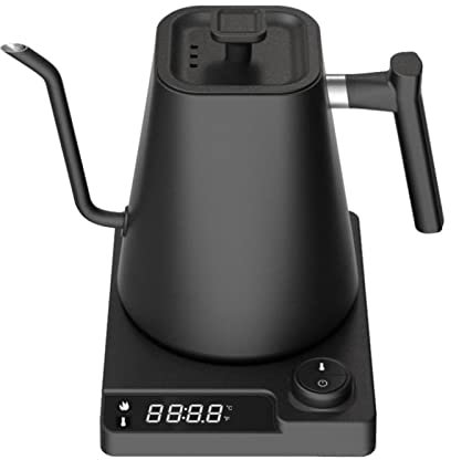 Electric Gooseneck Kettle, 8mm Spout Pour-Over Coffee and Tea Kettle, Stainless Steel Water Boiler Quick Heating Digital Display, 40-100°C Temp Control, UK Plug (Black#2)