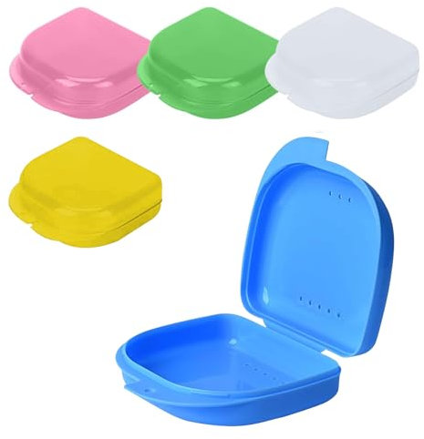 Boîte Gouttiere Dentier,Boite Gouttiere Dentaire Orthodontique,Boite Porte Etui Prothese Dentaire,Boite Appareil Dentaire,Etui Pour Dentaires Facile à Nettoyer,Boîte De Rangement Pour Prothèses,5 PCS