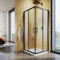 SUNXURY Cabina doccia 76 x 76 x 195 cm, ingresso angolare con doppia ante scorrevole, telaio nero, vetro di sicurezza da 5 mm, montaggio trasparente su piatto doccia o piastrelle