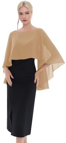 Generisch Damen übergröße Stola Chiffon Schal für Damen Elegant Chiffon tücher Leichter Weicher Schal Stola Damen Festlich Für Abendkleid Gold