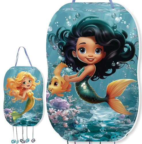 trookee Piñata Meerjungfrau - Piñata Kindergeburtstag mit Meerjungfrau - Dekoration für Kindergeburtstag - Große Piñata mit Süßigkeiten und Geschenken für Jungen und Mädchen - 46 x 30 cm