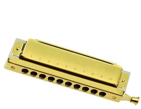 YDVGERTH Chromatische Mundharmonika mit 10 Löchern in C-Dur, Rohrmaterial aus Goldener Phosphorbronze Mundharmonika-Set