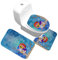 Bad Teppiche Set 3-Teiliges Eule Blau Lila WC Vorleger Mit Ausschnitt Badematte Saugfähig WC Deckelbezug Badvorleger rutschfest Waschbar Toilettensitzbezug Badgarnitur (45x75cm)