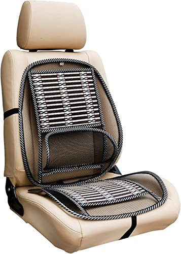 Almohadilla ergonómica de bambú for asiento de automóvil, asiento de automóvil transpirable universal Silla de oficina Cojín de cubierta de viruta de bambú con respaldo lumbar de malla fresca, almohad
