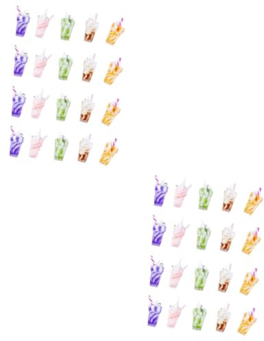 ULDIGI 40stücke Mini Eiscreme Becher Charms Bunte Für Armbänder Taschen Schlüsselanhänger Für Kreative Bastelprojekte