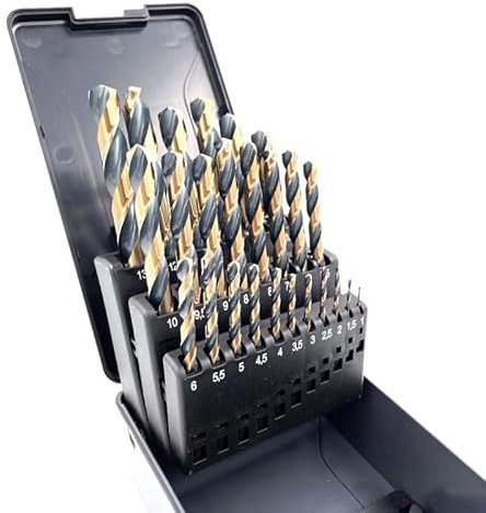 PTI 25pc Black Bronze Oxide HSS Drill Set 1-13mm x 0.5mm Work on Mild Steel, Copper, Brass, Wood, MDF, PVC, Polycarbonate, Acrylic, ABS, Nylon, and Composite Materials