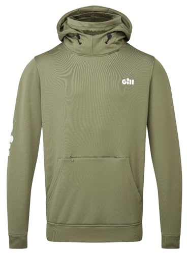 Gill Fishing Meridian Hoodie with Removable Gaiter - Quicky Dry & PFAS Free Water Repellent Finish (Sage, L)