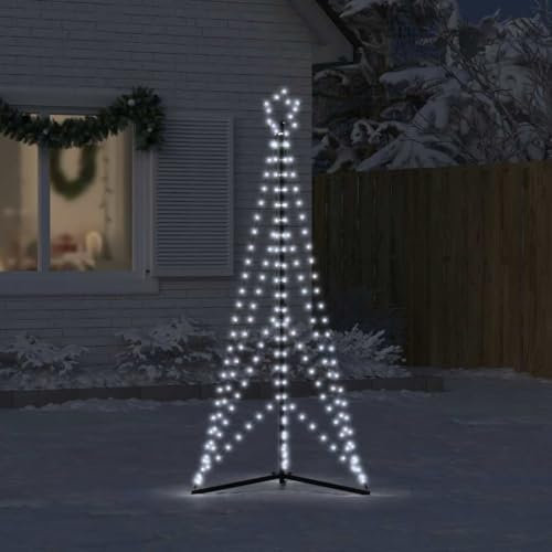 KOIECETA LED Weihnachtsbaum mit Erdnägeln Lichterbaum Weihnachtsdeko Stern Beleuchtung Außen Beleuchtet Lichterkette 363 LEDs Kaltweiß 182 cm
