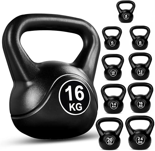FK Sports Kettlebell Set - Heavy Weight Vinyl Kettlebells Set for Exercise Home Gym Workout - 16kg, 20kg, 24kg Kettlebell Weight Set for Women & Men - Gym Equipment for Home