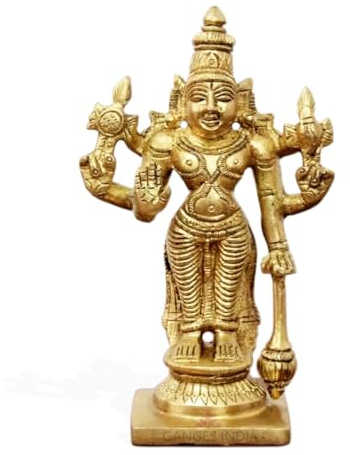 Gangesindia Lord Vishnu Narayan Messing-Statue, hält Club, 11,9 cm Höhe, für Heimdekoration, Puja, Geschenk