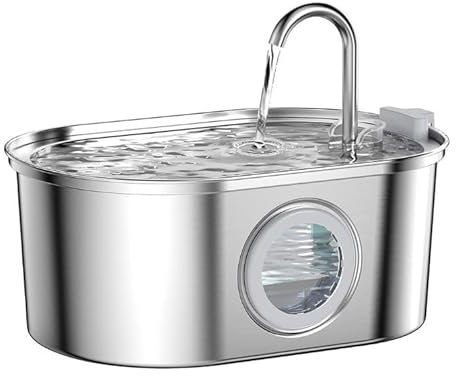Fuente para Gatos de Acero Inoxidable 3.2L - Bebedero Automático Sin Cable Con Sensor, Multi-filtración y Súper Silencioso, Agua Corriente (Forma de Barco Plateado)