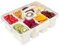 Longzhuo Divided Serving Tray with Lid and Handle Portable Food Storage Container Snack Box 8 Removable Compartment Box Clear Organizer for Veggie, Candy, Fruit, Snacks (B)