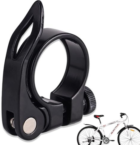 Bike Seat Post Clamp, Bicycle Seat Quick Release Tube Clamp, 31.8mm, Aluminum Alloy Bike Seatpost Accessories for Road Bikes Mountain Bikes Folding Bikes(Black)