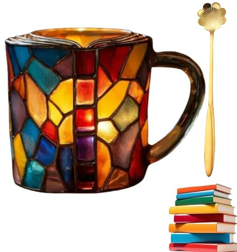 Novelty 3d Painted Books Coffee Mug,Unique Books Stack Coffee Cup,Colored Resin Book Coffee Mug,Collection Gifts For Literature Lovers Book Lovers