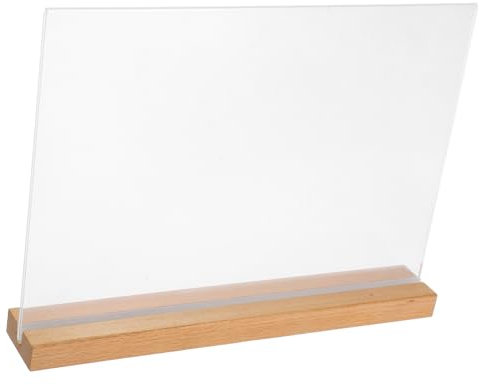 CLISPEED Tischpreisschilder Anzeigeständer Transparenter Menüschilderhalter für den Tisch Speisekarte Platzkartenhalter für den Tisch Preishalter Menü steht Dokumentinhaber hölzern