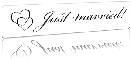 Finest Folia Hochzeitskennzeichen Kennzeichen Kunststoff Einleger für Hochzeitsauto Brautpaar Hochzeit Auto Deko Schild Heiraten Dekoration (Weiß, 05 Just Married Herz)