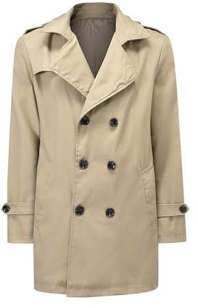 Allthemen Trench Uomo Corto Casual Cappotto Doppiopetto Transizione Leggero Coat Business Antivento Autunno