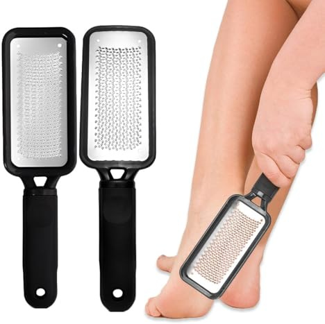 JYNXOR 1pz Lima Pies Durezas Profesional,Raspador Doble Textura para Eliminar Callos y Talones Agrietados,Lima Pies Durezas,Acero Inoxidable Antideslizante con Mango Ergonómico,Pedicura Manual en Casa