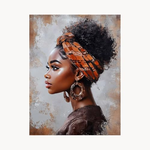 Peinture Numero Adulte Femme africaine Toile Peinture par Numero Enfant Débutant avec Couleur Toile Femme 40 x 30cm Loisirs Créatifs Adultes Paint by Numbers pour Decoration Murale Salon FYH-5510