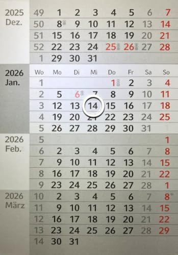 HiCuCo 4-Monats-Kalenderblöcke - magnetisch - für 2027 + 2028 - mit Tagesschieber (Magnetring) - für Tischkalender Stehkalender Aufstellkalender Edelstahl