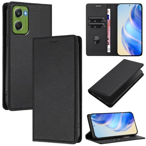 XINYEXIN Cover per Motorola Moto G06, Custodia Portafoglio in Pelle Cover Folio a Libro con Slot per Porta Carte Supporto Magnetica Flip Case - Nero