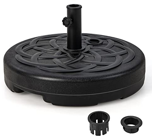 Robuster, runder Schirmständer, 30 kg, 34 kg, 40 kg, 46 kg, mit Wasser und Sand befüllbarer Schirmständer mit eingebautem Griff, passend für 38 mm und 48 mm Marktschirme für den Außenbereich, Garten