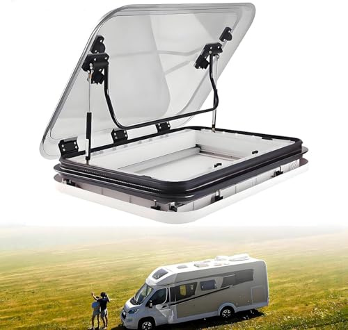 Gpxhbcb RV Caravan Roof Vent, 50/70/80 x 50cm Cut Out RV Caravan LED Skylight, Window Roof Top Vent with Sunshade, Anti-UV Roof Vent Hatch, for Caravan Trailer 70 * 50cm