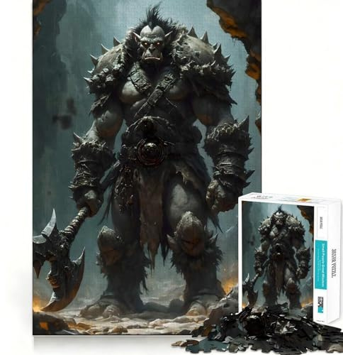 Ork-Krieger mit Axt Puzzle, 1000 Teile für Erwachsene, Konzentrations- und Denkspielzeug, Heim- und Freizeitvergnügen, Enge Kanten, (38x52cm)