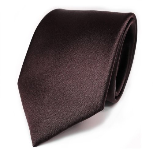 TigerTie Herren Krawatte – Klassische 8 cm Satin-Krawatte in braun dunkelbraun einfarbigem Design, ideal für Geschäftstermine, festliche Anlässe und die Freizeit