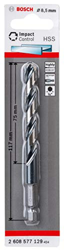 Bosch Professional Impact Control HSS Twist Drill Bit (for metal, 8.5 x 75 x 117 mm, accessories for impact drills)