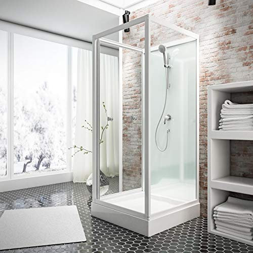 Schulte cabine de douche complète en kit 80 x 80 x 210 cm (bac de douche inclus), profilé blanc alpin, verre de sécurité transparent