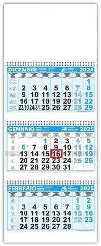 Wandkalender Trittico Hellblau 2021 mit 3 Spiralen, 31 x 80 cm, Kalender 3 Monate