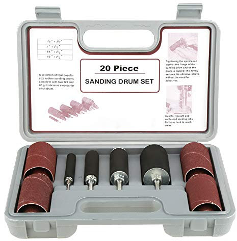 20 Stück Power-Drum-Sanders Selbstexpandierende Polsterspindel Schleifbohrmaschine Press Drum Sander Tool Kit für Zimmerei, Holzbearbeitung
