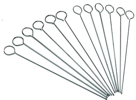12 pinchos de metal para barbacoa, alimentos, carne, brochetas, parrilla, carne, cocina, palos de acero, barbacoa