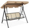 DREAMADE Balancelle de Jardin 3 Places avec Auvent d’Inclinaison Réglable, Balançoire Exterieur en Acier et Tissu de Polyester, Capacité de Charge 250KG, pour Balcon/Terrasse/Cour (Brun Clair)