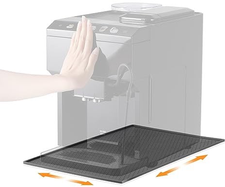 AIEVE Unterlage Silikonmatte für Kaffeemaschine Kaffeevollautomat Kaffeemühle kompatibel mit De Longhi Magnifica und Philips LatteGo 48 x 30 cm Silikonunterlage Leicht zu verschieben (Grau)