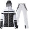 Damen Skijacken und Hosen Set Winddicht Wasserdicht Isoliert Schneeanzug Winter Warm Snowboard Schneemantel, #002 Schwarz + Weiß, Large