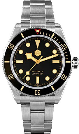 San Martin Vintage BB58 NH35 SN008G Taucher Luxus Herrenuhr Automatik Mechanisch Edelstahl Business Armbanduhren, Schwarz, Taucher, mechanisch