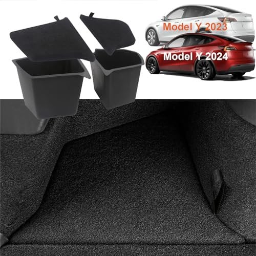 EDYCARX Fit 2022-2025 Tesla Model Y Trunk Storage Bins, Side Storage Box with Lids, Rear Trunk Organizer for Tesla Model Y Accessories (5-Seater, After July 2022)