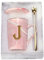 Buchstabe J personalisierte Initialen-Tasse, Buchstabe J personalisierte Marmor-Kaffeetasse, Buchstaben-Kaffeetassen für Frauen, Brautparty-Geschenke, Mann und Frauen, 400 ml, rosa mit Geschenkbox